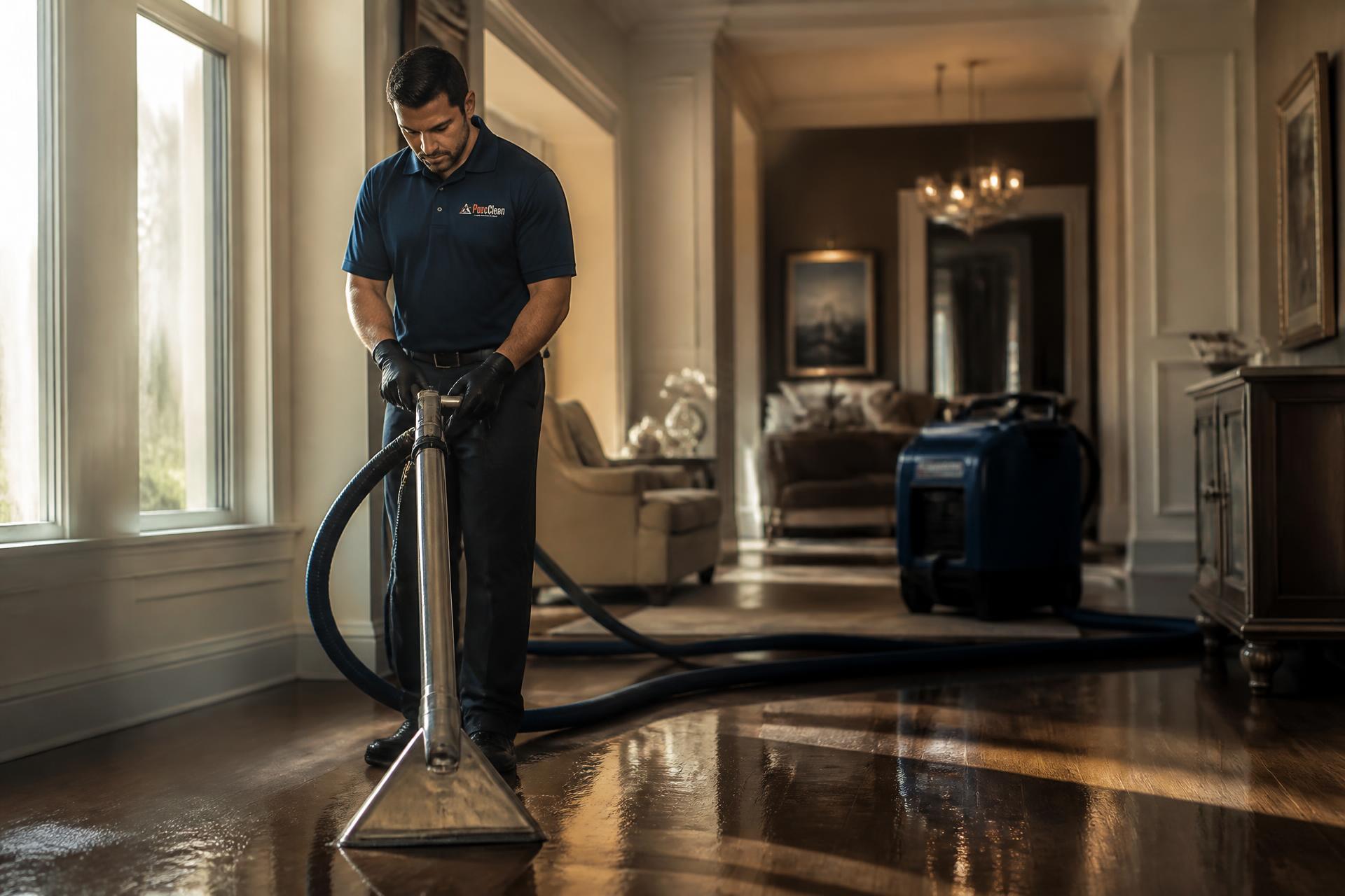 Restoration professional at work in a luxury Indianapolis home